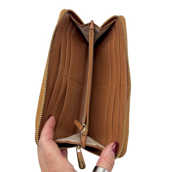 Michael Kors Jet Set Continental Wallet in Brown Pebbled Leather w/ Gold Hardwar - Picture 7 of 11